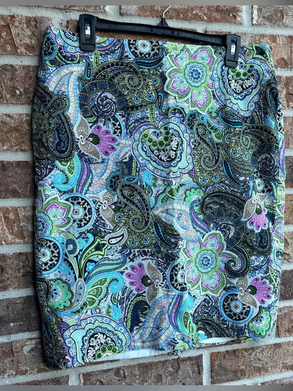 Talbots Paisley Pencil Skirt - Green, Blue, Pink